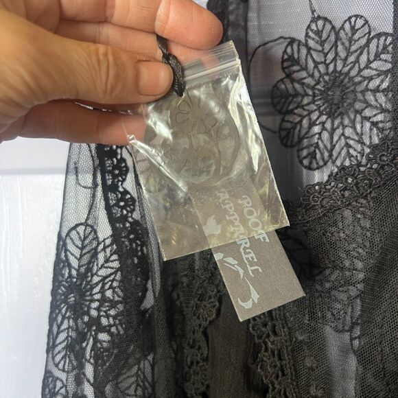 Poof NWOT Black Lace Sheer Aline Halter Boho Festival Gypsy Tank Top Size Small - Picture 6 of 9